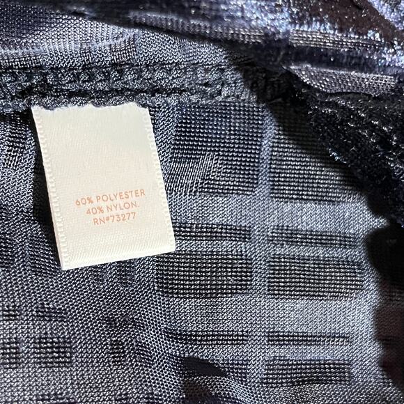 LC Lauren Conrad Runway Blouse Womens Medium Navy Blue Plaid‎ Sheer Bell Sleeve - Picture 7 of 10